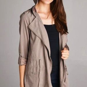 STACCATO Taupe Hooded Utility Jacket Size S